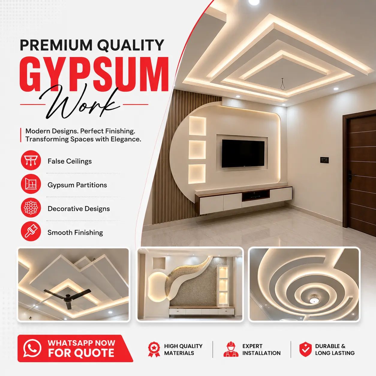 Professional Gypsum Ceiling Design Dubai