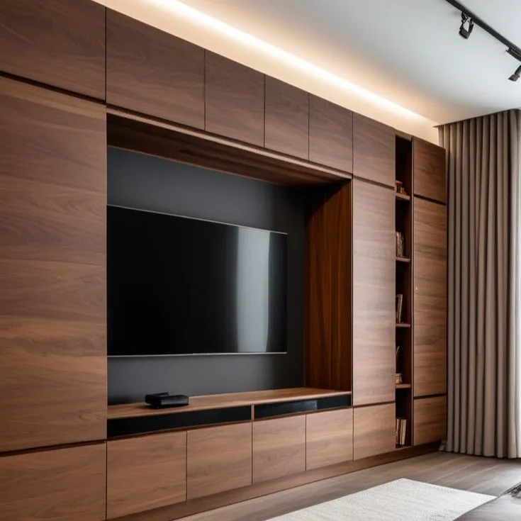Custom TV media wall and carpentry in Dubai